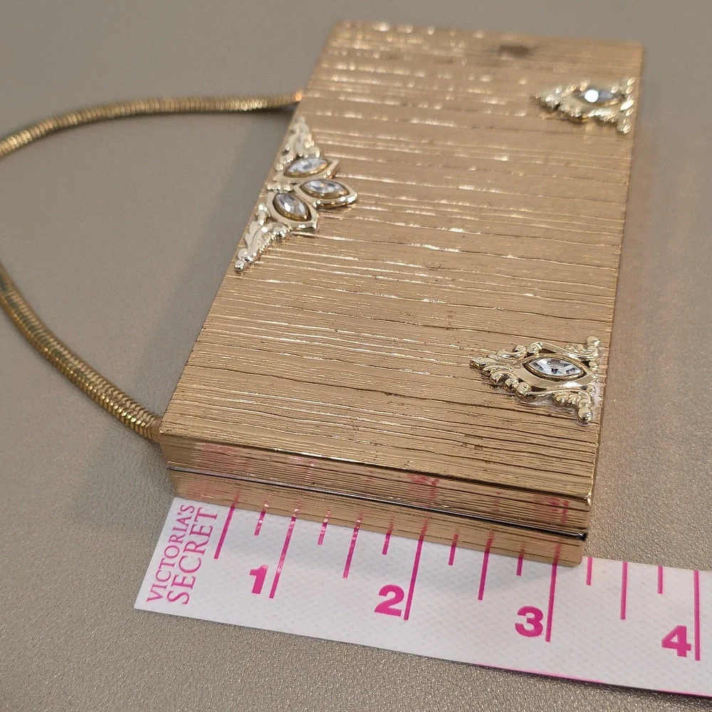 Vintage Evans Marquise Rhinestone Gold Art Deco Minaudiere Cigarette Case Compac - Picture 10 of 15